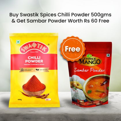 Buy Swastik Chilli powder 500g get free Three Mango Sambar powder 100g